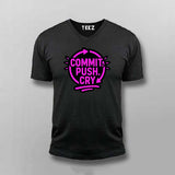 Commit Push Cry T-Shirt for Men – Developer Cycle Humor