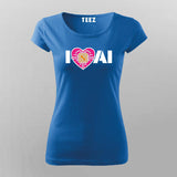 I Love AI Tech Circuit Heart T-Shirt for Women