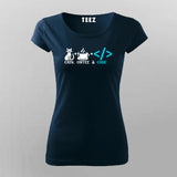 Coffee Cats And Code T-Shirt For Women
