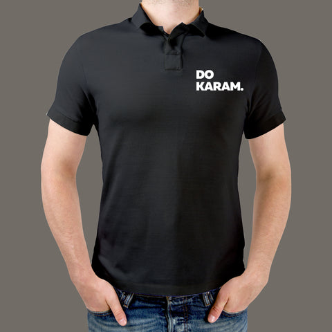 Do Karam Hindi Slogan Polo T-Shirt For Men