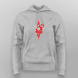 Om Flame Hoodie for Women – Red Sacred Sanskrit Design