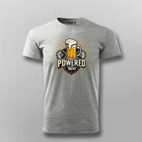 powered by beer grey HalfSleeve T Shirt ForMen