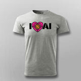 I Love AI Tech Circuit Heart T-Shirt for Men