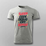 Sleep Code Debug Cry Repeat T-Shirt  For Men – Dev Cycle Essentials