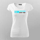 IIM Lucknow women's round-neck tee, comfortable cotton, in white, merging style with the institute's spirit