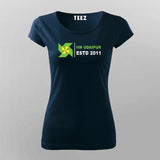 Navy blue women Cotton t shirt printed with IIM Udaipur logo in center