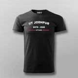 Casual black T-shirt featuring 'IIT Jodhpur ESTD 2008' with a simple round neckline, perfect for daily wear