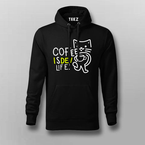 Kawaii Cat Coffee Funny Developer Hoodie - COFFEE IS DEV LIFE