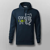 Kawaii Cat Coffee Funny Developer Hoodie - COFFEE IS DEV LIFE