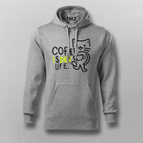 Kawaii Cat Coffee Funny Developer Hoodie - COFFEE IS DEV LIFE