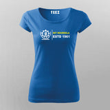 Women's royal blue round neck Teez t-shirt with NIT Rourkela logo, tailored fit