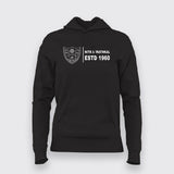 Black women's hoodie by Teez, NIT Surathkal badge displayed, snug for university wear