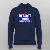 Reboot Your Expectations T-Shirt for Women – Power Up Your IT Mood