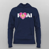 I Love AI Tech Circuit Heart T-Shirt for Women