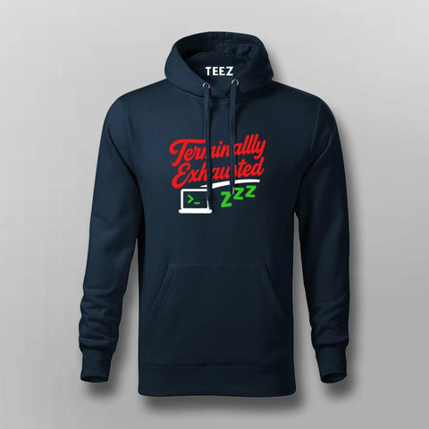 Terminally Exhausted Hoodie for Men – Debug & Nap Mode