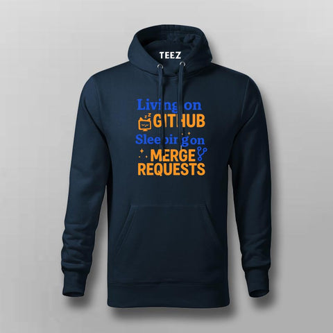 GitHub Merge Requests Hoodie for Men – Coder Sleep Mode