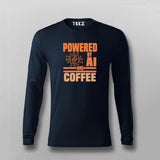 Powered by AI and Coffee Men’s T-Shirt – Funny Tech Coder Tee