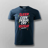 Sleep Code Debug Cry Repeat T-Shirt  For Men – Dev Cycle Essentials