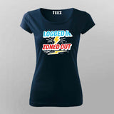 Logged In Zoned Out T-Shirt for Women – Funny Work-From-Home Mode