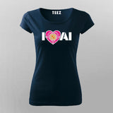 I Love AI Tech Circuit Heart T-Shirt for Women
