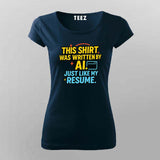 AI-Written Resume T-Shirt For Women – Code. ChatGPT. Repeat.
