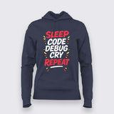 Sleep Code Debug Cry Repeat T-Shirt  For Women – Dev Cycle Essentials