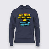 AI-Written Resume Hoodie For Women – Code. ChatGPT. Repeat.