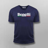 benelli navy v neck T Shirt For Men