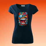 Oeni-Modern-Graffiti-Wall-Art-t-shirt-for-women-navy