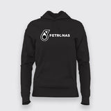 Chic black Teez hoodie for women, featuring the Petronas logo for a sporty vibe