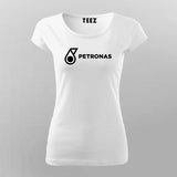 Stylish Teez women's round neck t-shirt, white with Petronas logo, for casual wear