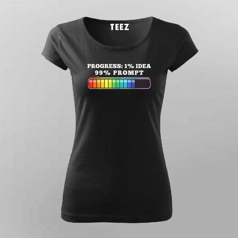 Progress 1_ Idea 99_ Prompt Funny black round neck T