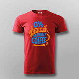 0% Uptime Without Coffee T-Shirt for Men – Funny Dev Fuel