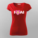 I Love AI Tech Circuit Heart T-Shirt for Women