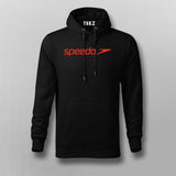 Speedo black cotton hoodie for men featuring striking red logo detail