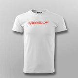 Casual white Speedo cotton t-shirt with red logo, round neck design