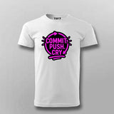 Commit Push Cry T-Shirt for Men – Developer Cycle Humor