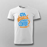 0% Uptime Without Coffee T-Shirt for Men – Funny Dev Fuel