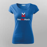 blue Teez cotton t-shirt with central 'YesWeHack' logo in round neck style