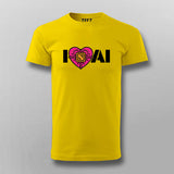 I Love AI Tech Circuit Heart T-Shirt for Men