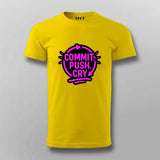 Commit Push Cry T-Shirt for Men – Developer Cycle Humor
