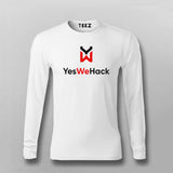 White Teez cotton t-shirt with long sleeves and 'YesWeHack' logo on front