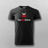 Black Teez cotton t-shirt with central 'YesWeHack' logo in round neck style