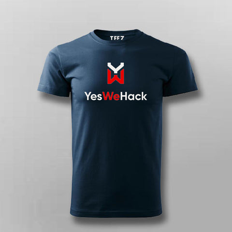 Black round neck cotton t-shirt with a prominent 'YesWeHack' logo on the chest area, by Teez