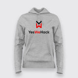 Grey Teez women's hoodie with 'YesWeHack' logo in a comfortable fit