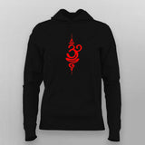 Om Flame Hoodie for Women – Red Sacred Sanskrit Design