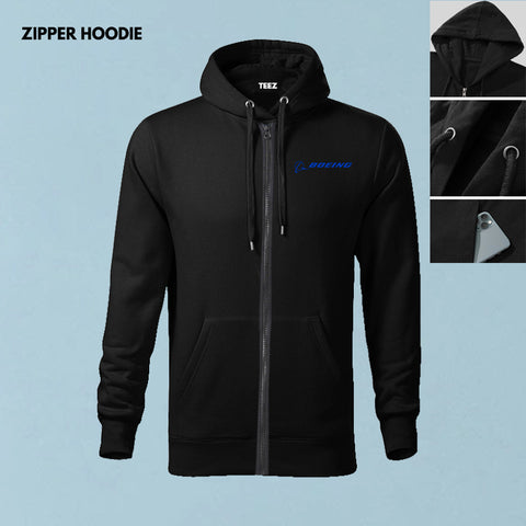 Boeing Zipper & Cotton Hoodie – Aviation Enthusiast Apparel