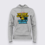 AI-Written Resume T-Shirt For Women – Code. ChatGPT. Repeat.
