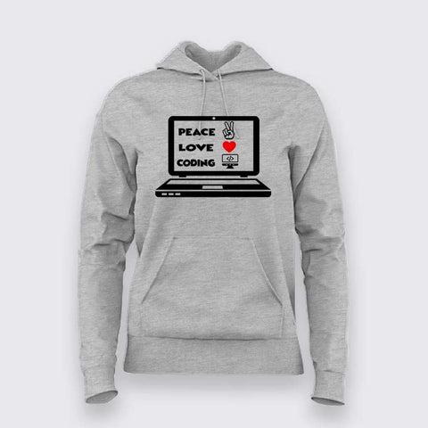 Peace Love Coding Hoodie For Women – Programmer’s Essential Wear