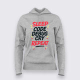 Sleep Code Debug Cry Repeat T-Shirt  For Women – Dev Cycle Essentials
